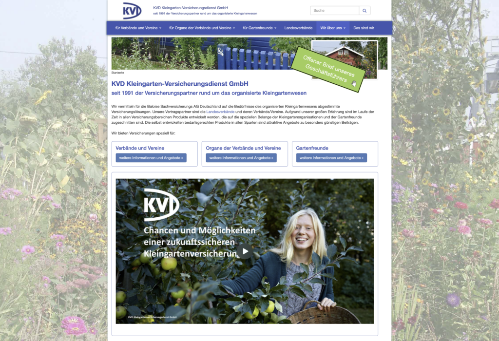 Screenshot Website KVD-Versicherung